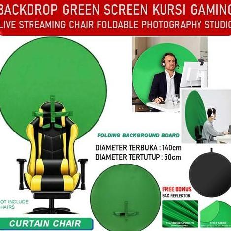 Backdrop Live Streaming Green Screen Kursi Gaming 140cm HEMAT