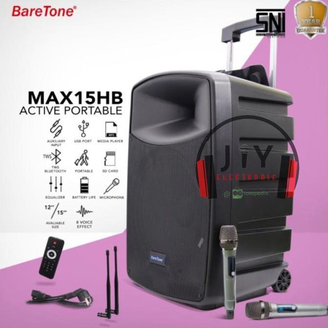 Speaker Portable Wireless Baretone 15 inch MAX15HB MAX 15 HB MAX-15HB