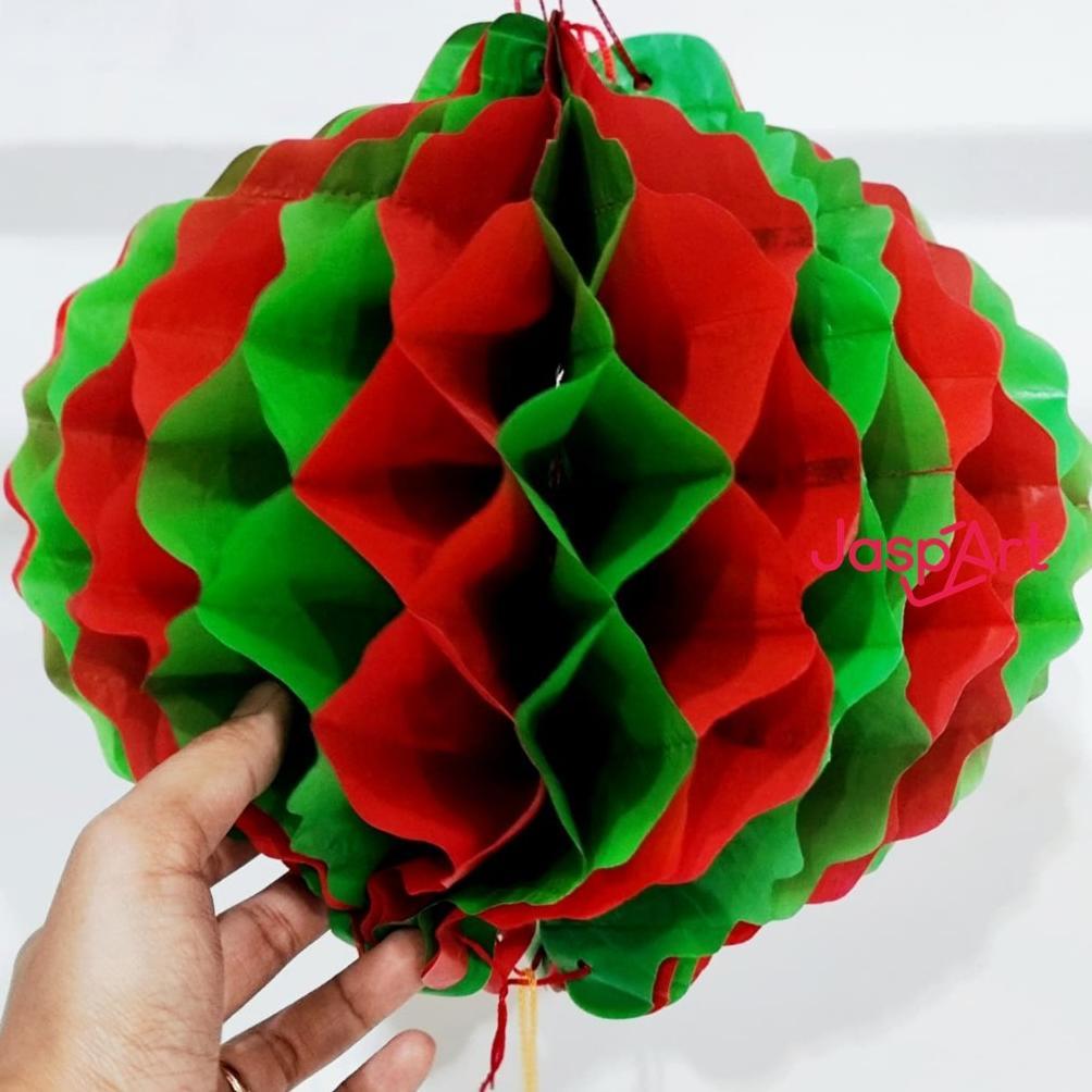 LAMPION LIPAT NATAL LAMPION TAWON NATAL EDITION LAMPION HIJAU MERAH LAMPION HONEYCOMB NATAL - RO30-2