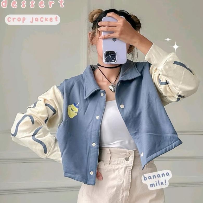 Sweater Jaket Crop Wanita Creamy Strawberry Jaket Crop Atasan Wanita Oversize Sweater Hoodie Motif K