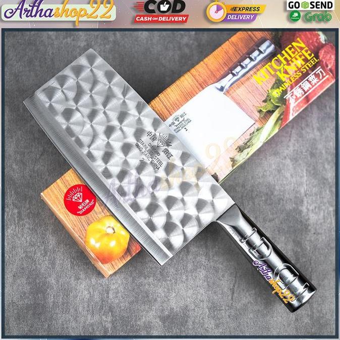 New- Golok Daging Diamond Stainless Steel Dapur Potong Cincang