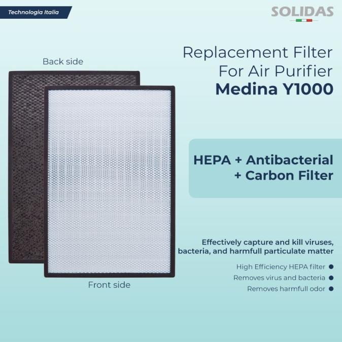 Solidas - Replacement Filter HEPA Portable Medina Y1000 /HEPA+Antibacteri+Carbon