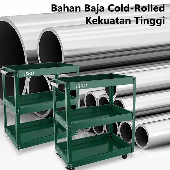 Isku Troli Bengkel 3 Susun Trolley Trolly Besi Rak Tools Meja Bengkel