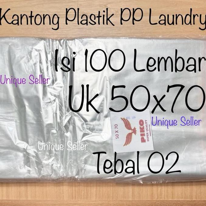 [Isi100] Plastik Laundry PIKO 50x70 Tebal 02 / Kantong Plastik PP Uk 50 x 70 x 02 / Plastik Opp Tipi