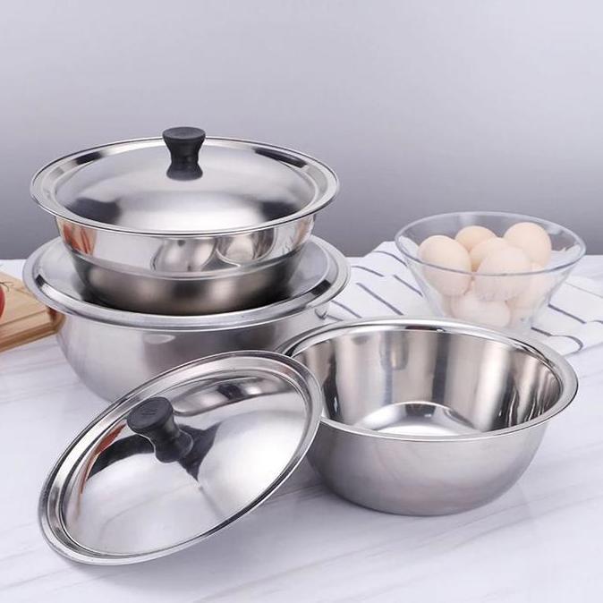 Terlaris Mangkok Baskom Wadah Kobokan Stainless Dengan Tutup Waskom Enamel Bunga Tahan Karat Baskom 