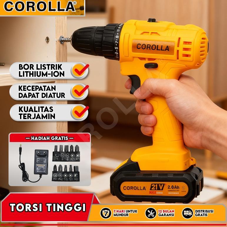 COROLLA Mesin Bor Baterai Tangan Cordless Drill Battery impact drill Cordless Electric Drill