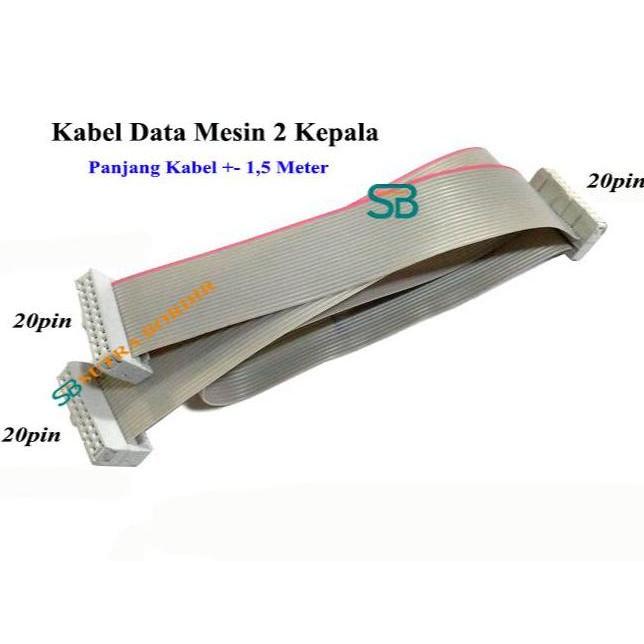 kabel data 20pin mesin bordir komputer 2 kepala kabel data abu abu socket 20pin untuk mesin bordir 2