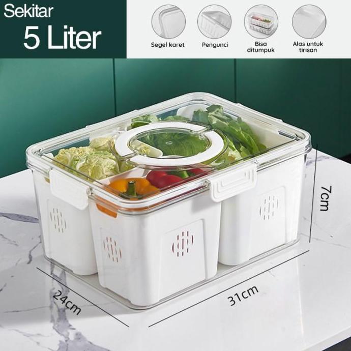 MEGAM Food Container Kulkas Toples Plastik Tempat Makanan Kotak Kecil Storage Kontainer Box HWQ