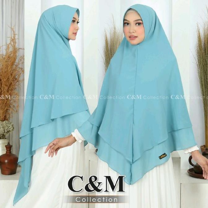 Promo Khimar Jumbo Lancip 2Layer/Khimar Ceruty Babydoll Premium Layer Panjang Jilbab Syari Cod