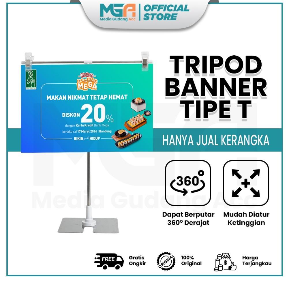 Tripod Banner T Meja / Stand Banner Display Meja / Standing Poster Jepit