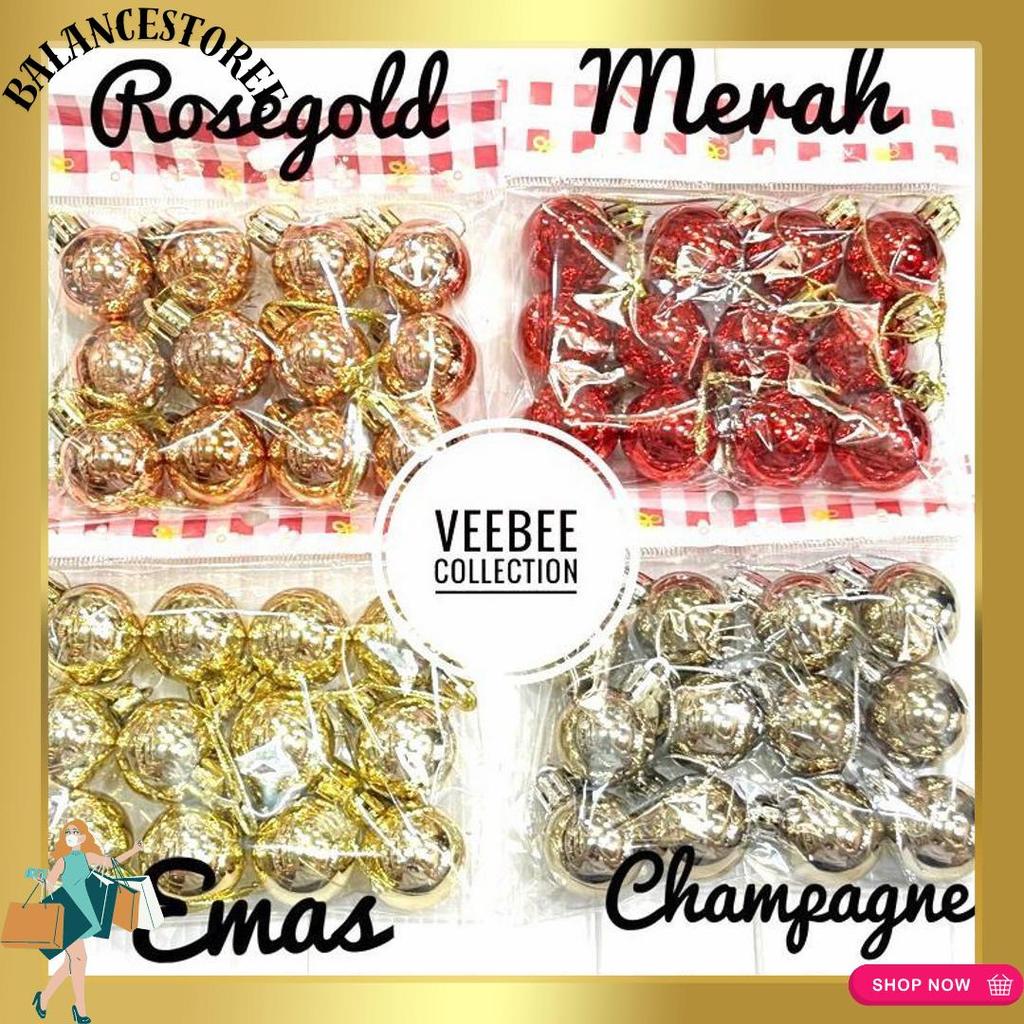 Grosir Hiasan Bola Pohon Natal 3Cm/ Bola Hias Pohon Natal/ Aksesoris Pohon / Hiasan Natal