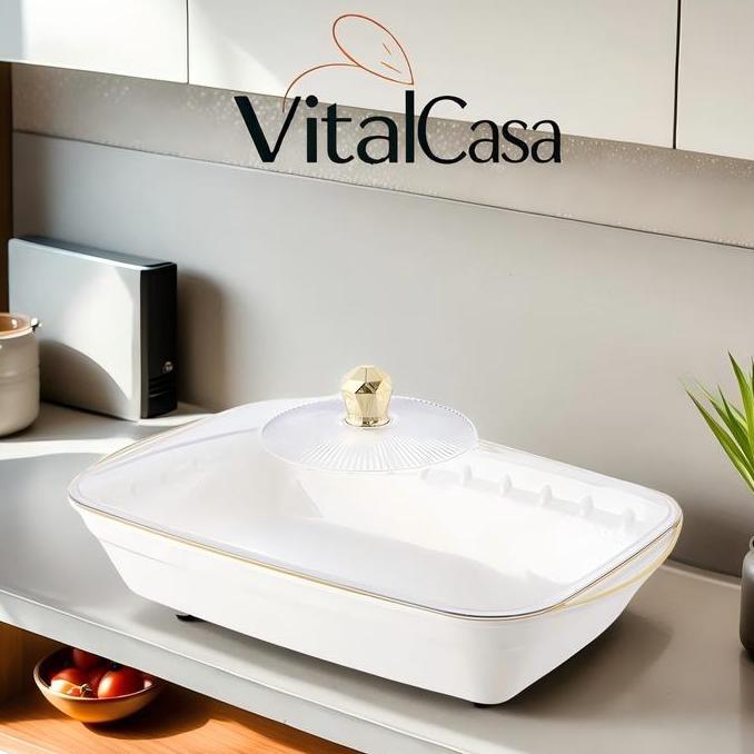 Produk Terbaru Aesthetic / Nampan Saji Dengan Tutup/Piring persegi panjang putih (dengan tutup)