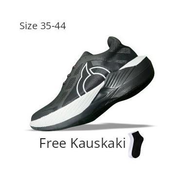 Sepatu Running/Lari ORTUSEIGHT-Hyperblast - Full Hitam - Hitam Putih / Sepatu Lari Ortus Pria Wanita
