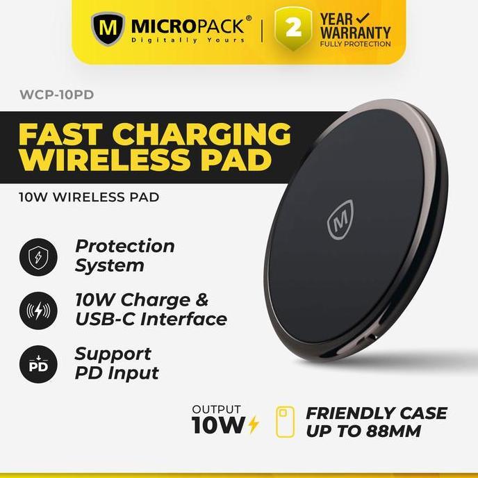 TERBARU Wireless Charger Pad Micropack Fast Charging Adapter Biru - (WCP-10PD) BISA GRAB