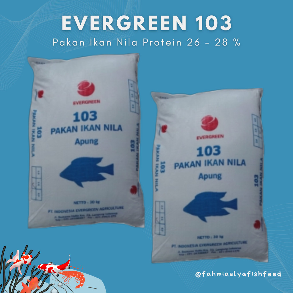 (KEMASAN 2 KG) PAKAN IKAN EVERGREEN 103-3 Pakan khusus ikan nila PROTEIN 28%