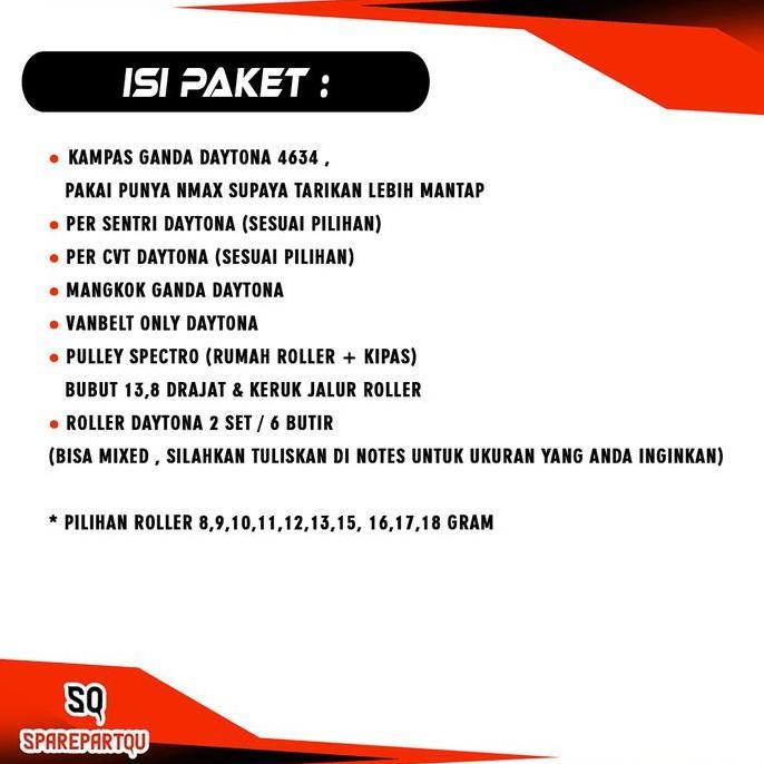 PAKET KIRIAN CVT VARIO 125 VARIO 150 HARIAN - RACING - TOURING Terlaris