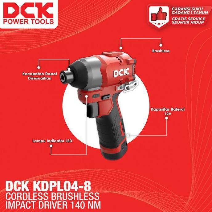 Murah Dck Cordless Brushless Impact Driver Torsi 140 Nm Kdpl04-8 / Mesin Obeng Impact Baterai 12V