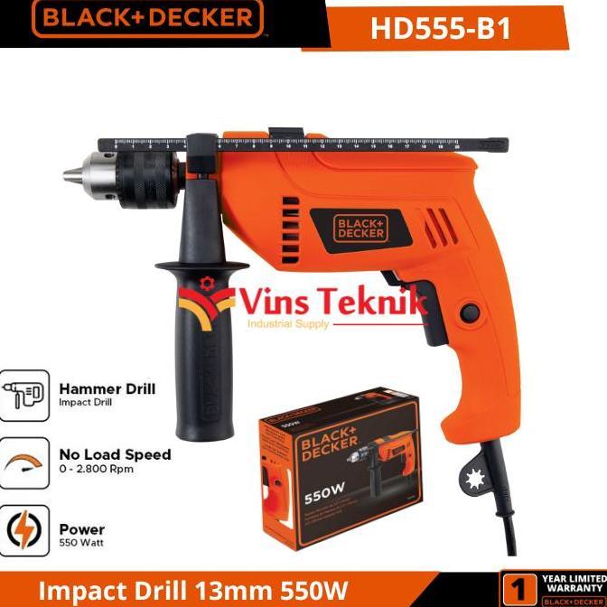 Grosir Black + Decker Hd555 Mesin Bor Tembok Listrik Impact Drill Hammer Drill 13Mm 550Watt Hd555-B1