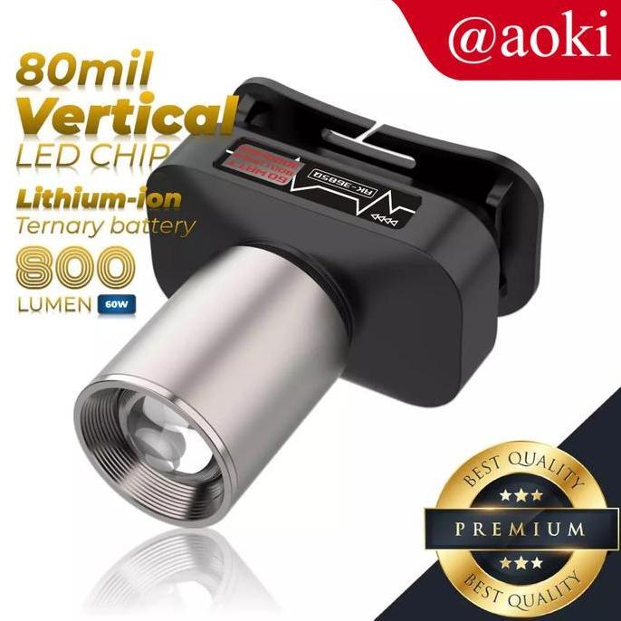 Dindaseller6 - Aoki Senter Kepala 8 Lumen Recharge Usb-C Zoom Fokus Maksimal