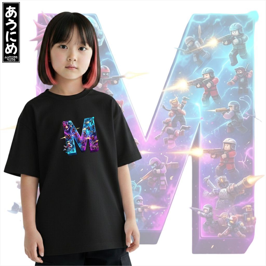 Kaos Anak Laki Laki Perempuan Unisex INISIAL M  cotton combed roblox