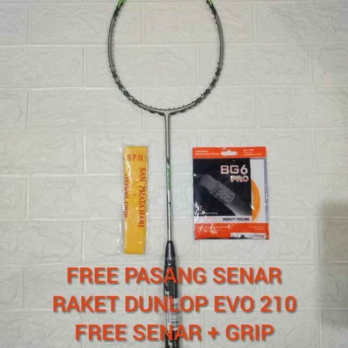 RAKET BADMINTON DUNLOP EVO 210 FREE SENAR LEONEPRO + GRIP Terlaris