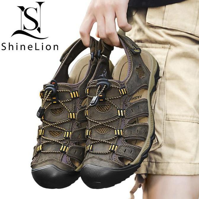 KP-2026 Sepatu Sandal Pria Kulit Asli Original 100% Casual Bernapas Tahan Aus Sandal Pria Keren Pant
