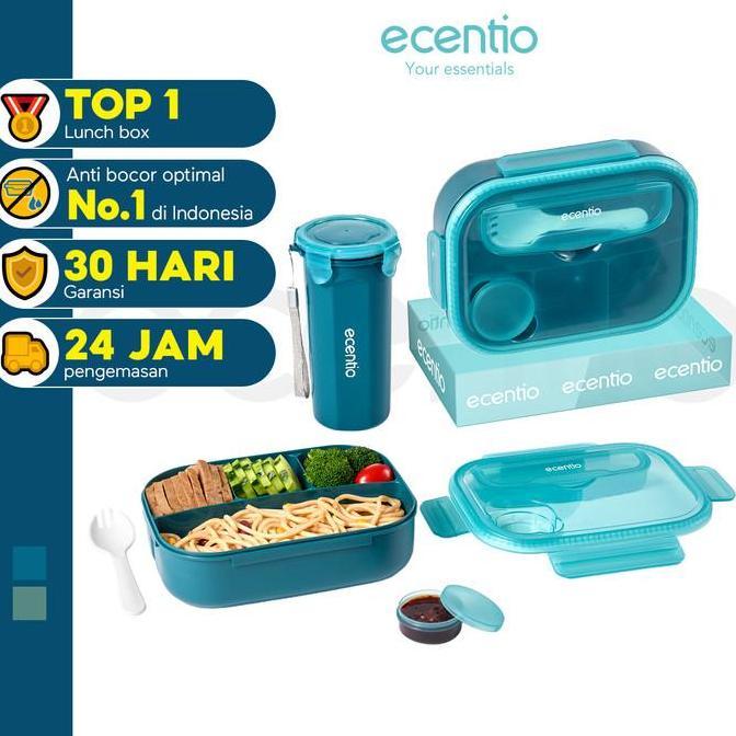 ecentio 1200ml+500ml anti-spill lunch box spoon lunch box sauce box BPA FREE