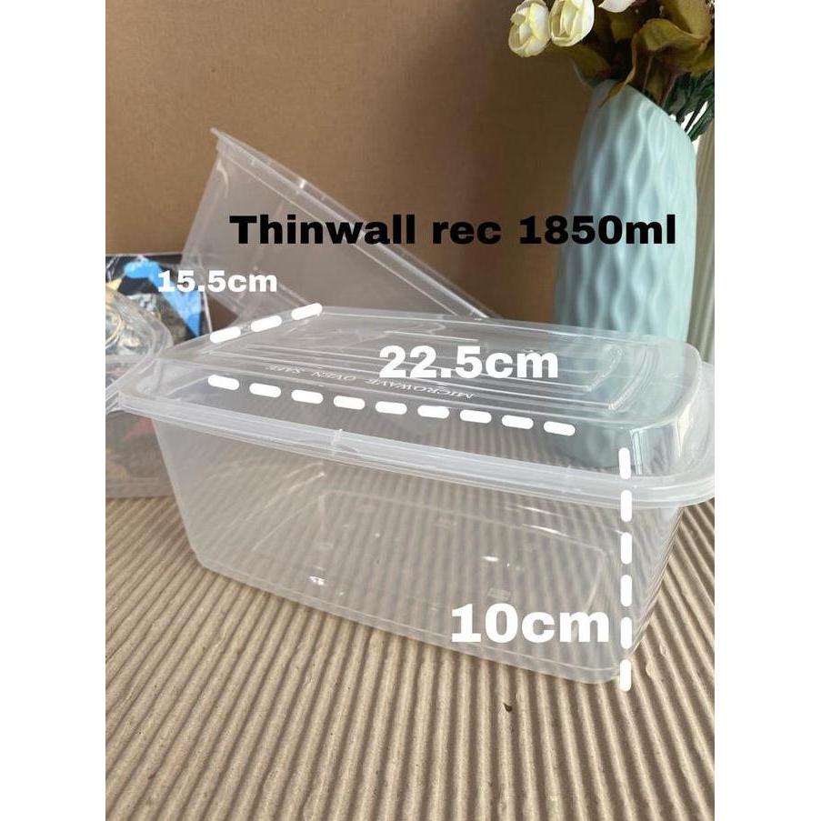 Thinwall Dm Persegi Panjang/Kotak Makan Plastik Jumbo 1850Ml