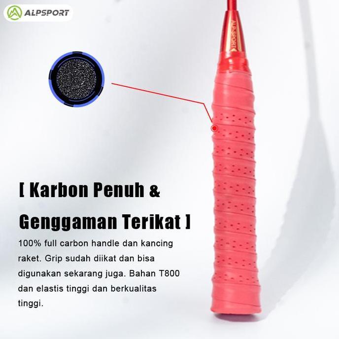 ALP-SPORTS ALP V5 PRO Raket Bulutangkis Serat Karbon T800 50T Berat 5U Teknologi MXH Stabilitas Akur