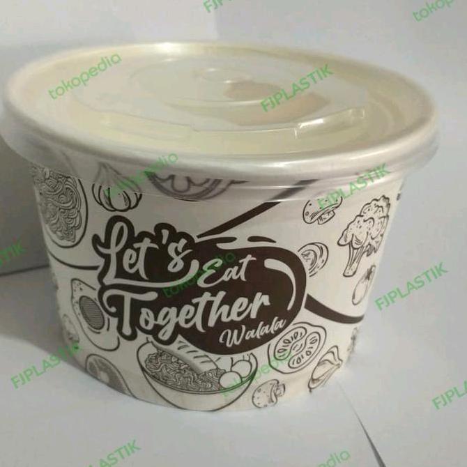 Paper Rice Bowl 800Ml Motif 50Pcs+Tutup