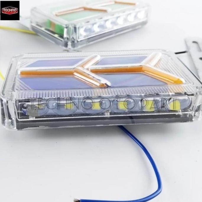 New- Lampu Led Samping Bak Truk 24v Model Pesawat 3 Warna Sein Running