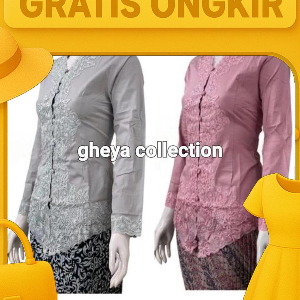 Atasan Kebaya Encim Bordir Polos Lengan Panjang / Kebaya Encim Modern