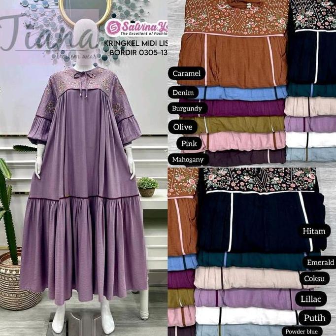 Gamis salvina Katun crinkle bordir List|||o