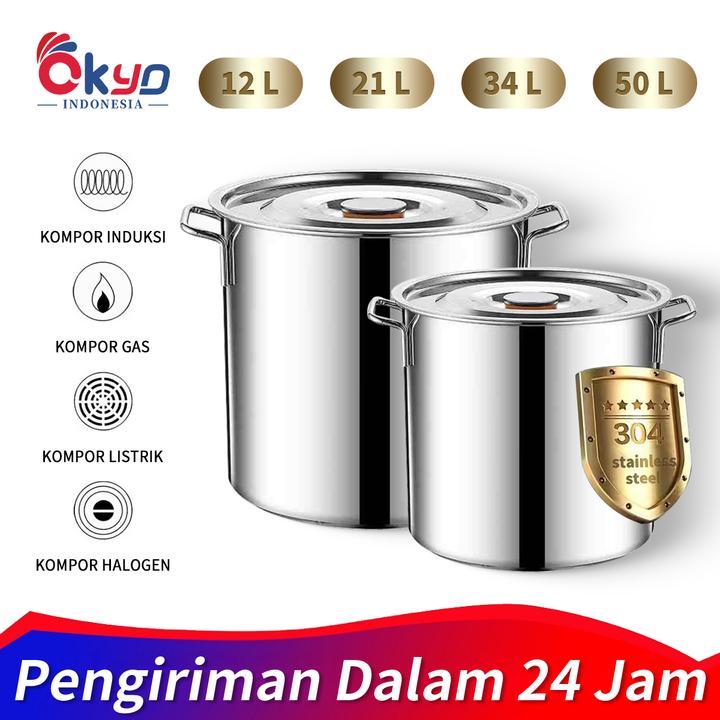 Stok Pot 30Cm Besar Tebal Panci Sup Tinggi Multifungsi Stainless /25Cm/30Cm/35Cm/40Cm /Panci Dandang