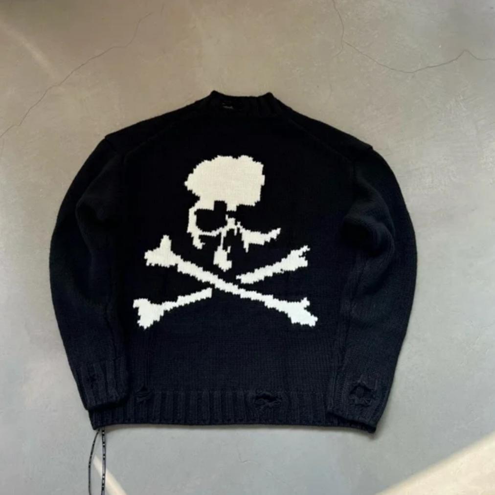 MASTERMIND WORLD Japan Distressed Big Scull Knit Sweater
