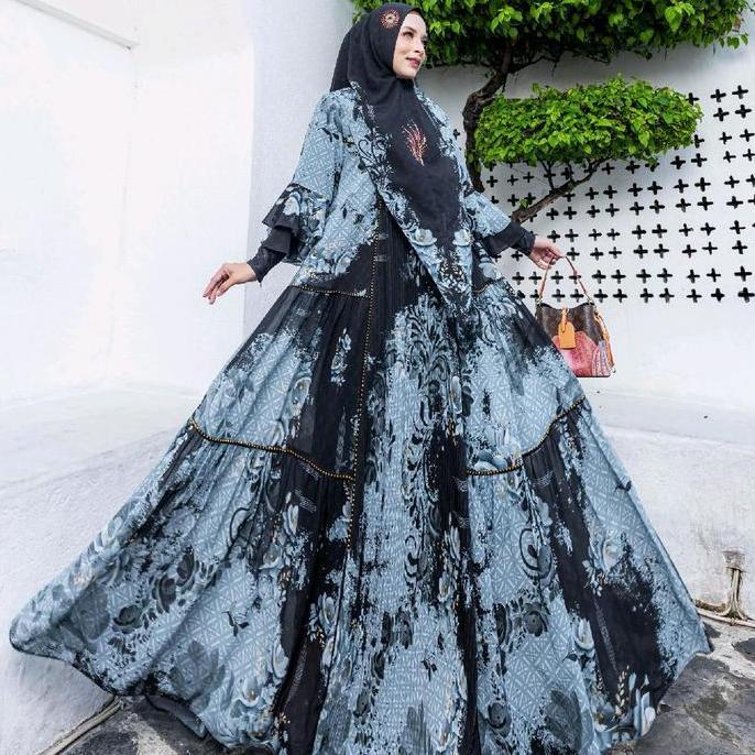 [READY] PERMATA ADHA by eldeena syar'i  fulk printing premium dengan mutiara Ceruti Dress Gamis Musl