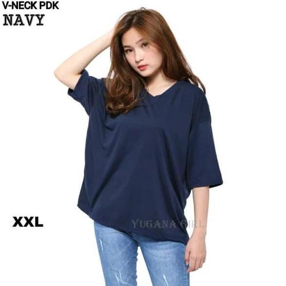 kaos v neck tshirt basic pengan pendek polos wanita