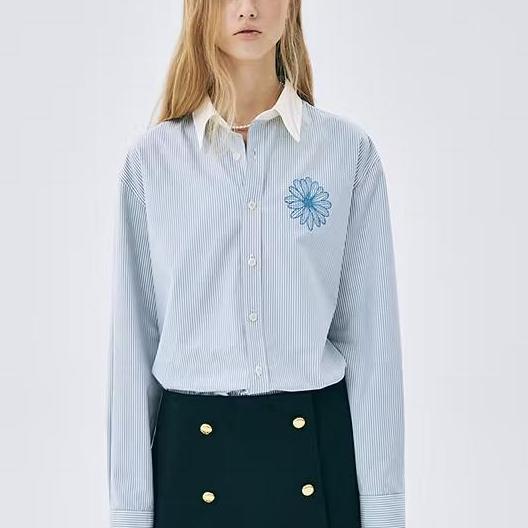 MARDI MERCREDI Oxford Shirt Stripe Sky Blue