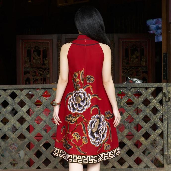 Batik Kultur Dress - CDQH - Darcey Roses Banji in Red Black Yellow