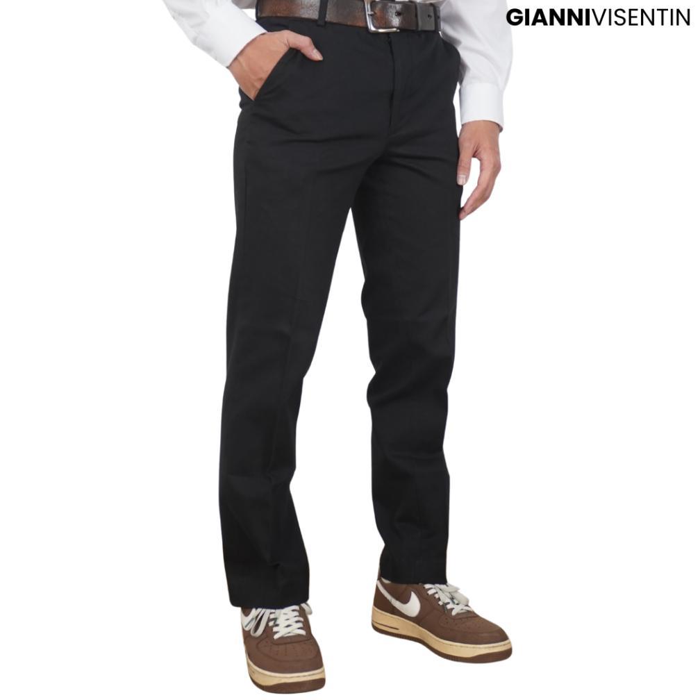 Gianni Visentin - Celana Chinos Stretch Pria Hitam