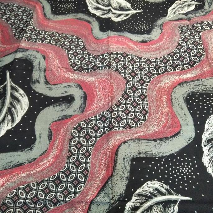 bahan kain batik dobby abstrak motif daun warna soft