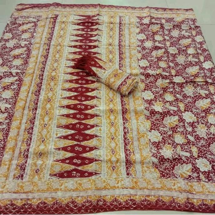 KAIN BATIK CIREBON KHAS TRUSMI SARUNG SELENDANG DOBY DOBI CAP SEMI TULIS SOFT PASTEL CERAH SETELAN K