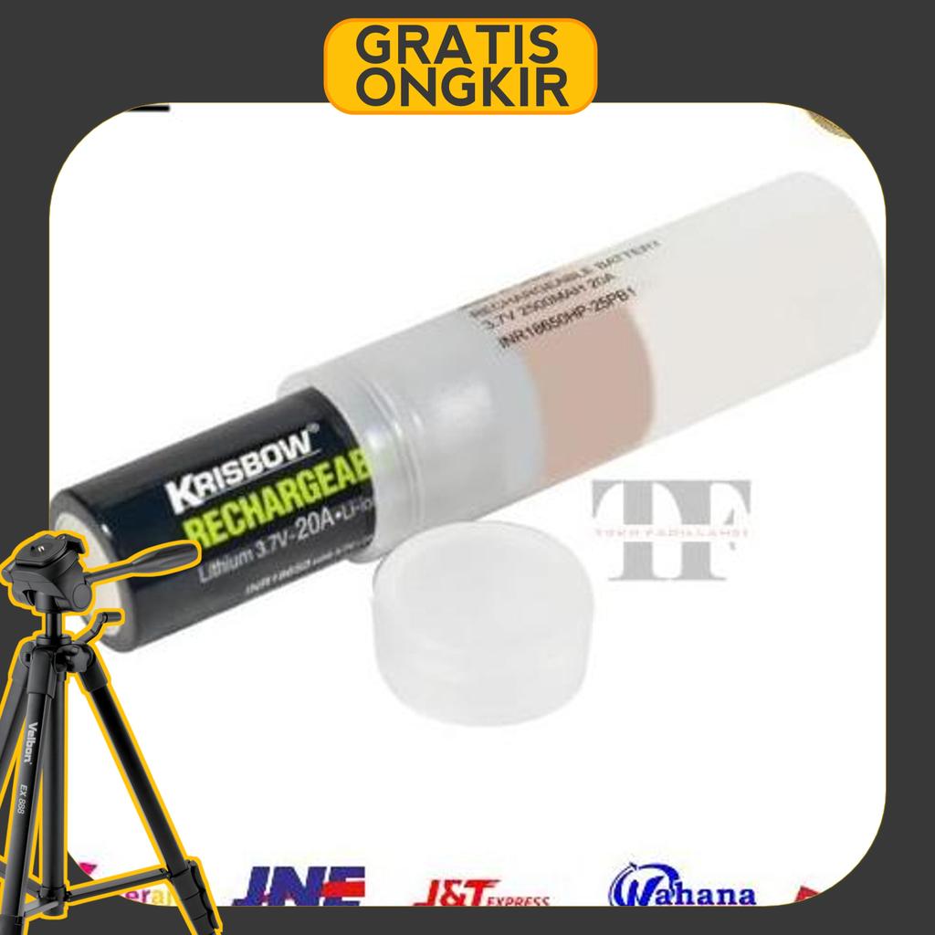 Krisbow Baterai Rechargeable 18650 3,7 V 3000 Mah 15 A Batre Charger 3000 Mah
