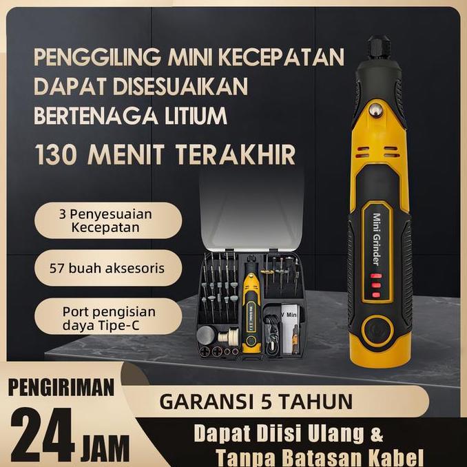 Pengiriman 24 jamSOARFLY Mini Grinder Mini Gerinda Mini Bor Set 57Pcs 3 gigipenyesuaian 16000r/mnt m