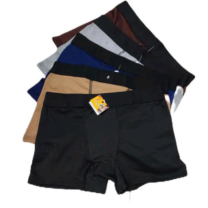 5 Pcs Celana Dalam Anak Laki Laki Boxer Remaja Tanggung fashion Motif Polos Katun Celana Dalam Pria 