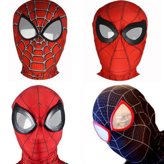 Halloween Cosplay Peregangan Masker Hood untuk Anak-anak dan Orang Dewasa Spider-Man Avengers Iron S