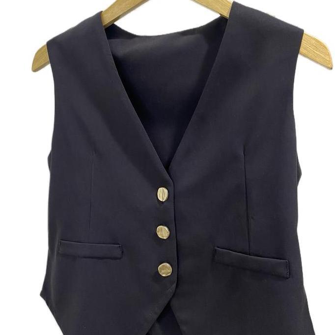 Rompi Wanita Tanpa Lengan Basic V Neck Vest Top Crop Katun - Tank, Panjang