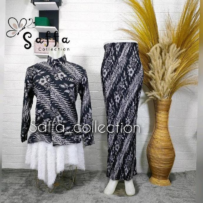 kemeja batik couple / couple batik rok plisket  Pasangan