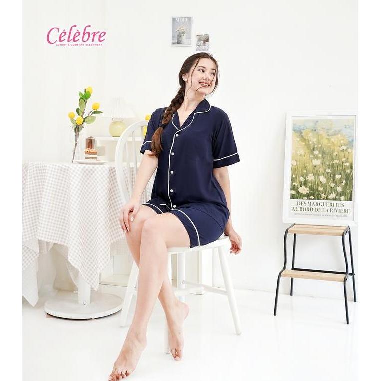 Piyama / Baju Tidur Dewasa Organic Cotton Rayon Bisban Navy