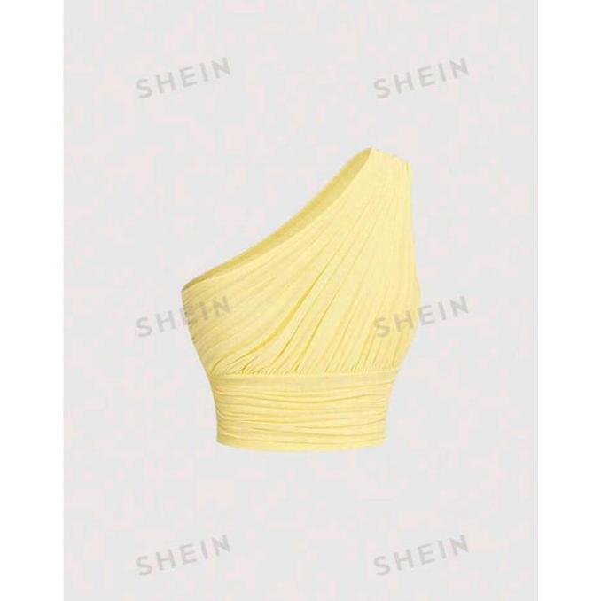 SHEIN MOD One Shoulder Ruched Crop Top